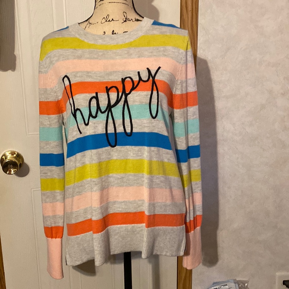 Time and Tru “Happy” Multicolored Sweater - Picture 1 of 6